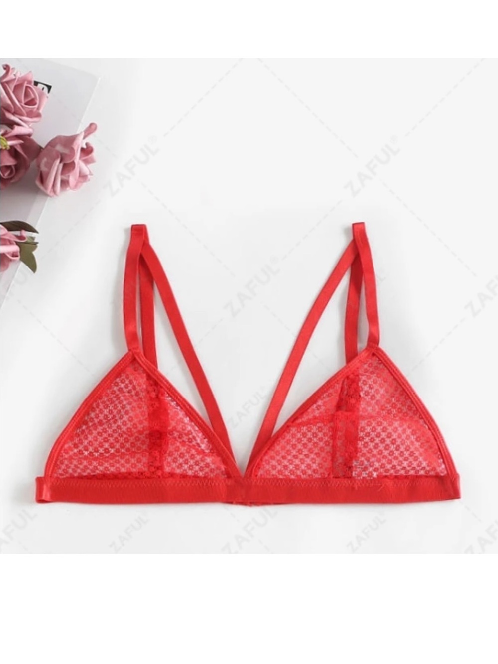 Red Mesh Strappy Bralette